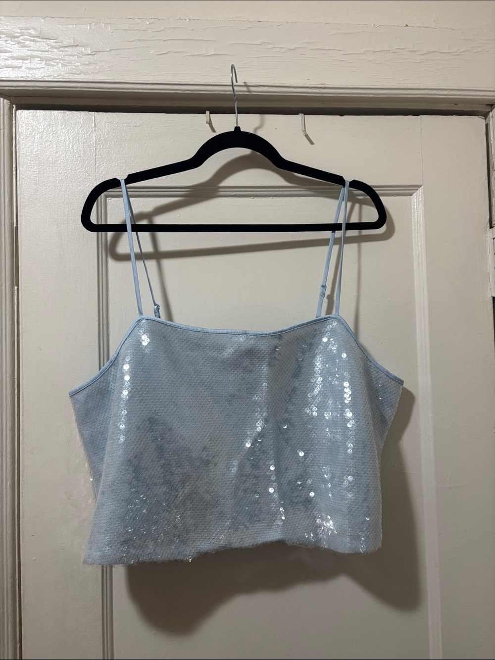 Abercrombie & Fitch Light Blue Sequin Crop Cami